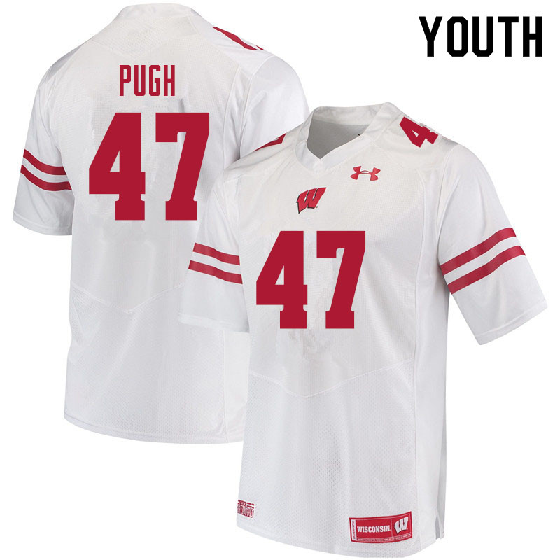 Wisconsin Badgers Youth #47 Jack Pugh NCAA Under Armour Authentic White College Stitched Football Jersey LO40D68FI
